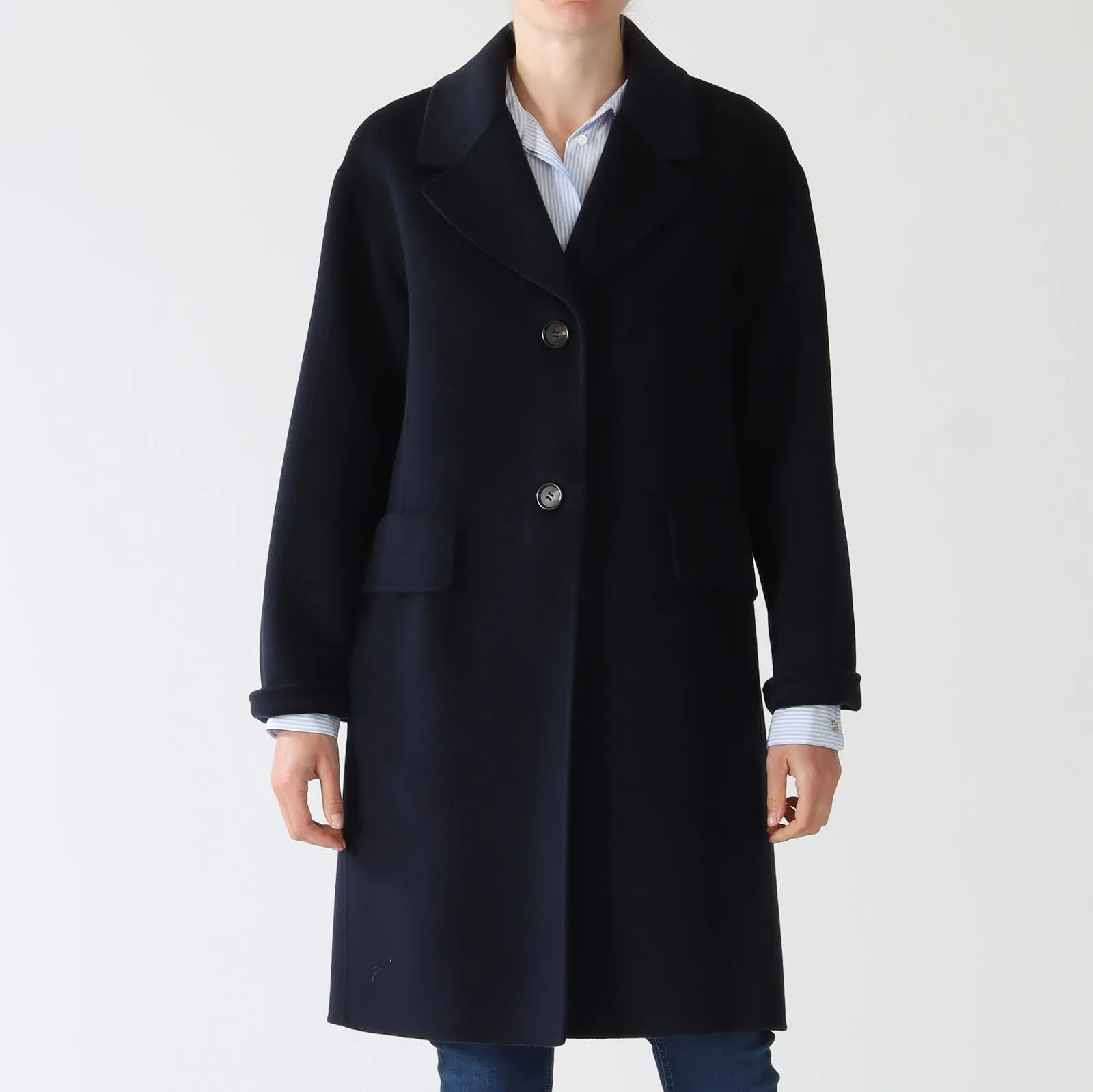 Midnight Blue Virgin Wool Coat