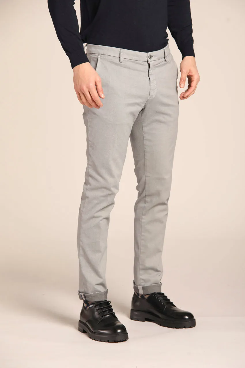 Milano pantalone chino uomo in cotone stretch con micro fantasia extra slim fit