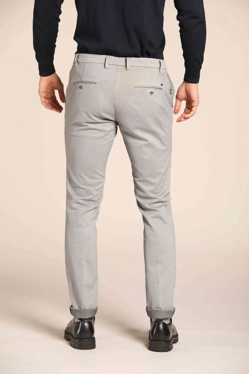 Milano pantalone chino uomo in cotone stretch con micro fantasia extra slim fit