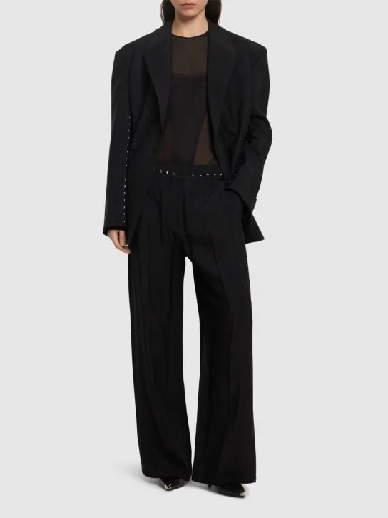 MUGLER   Wool blend straight pants w/ hooks 