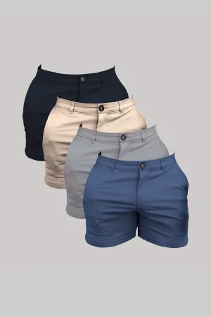 Muscle Fit Chino Shorts - Shorter Length 4-Pack