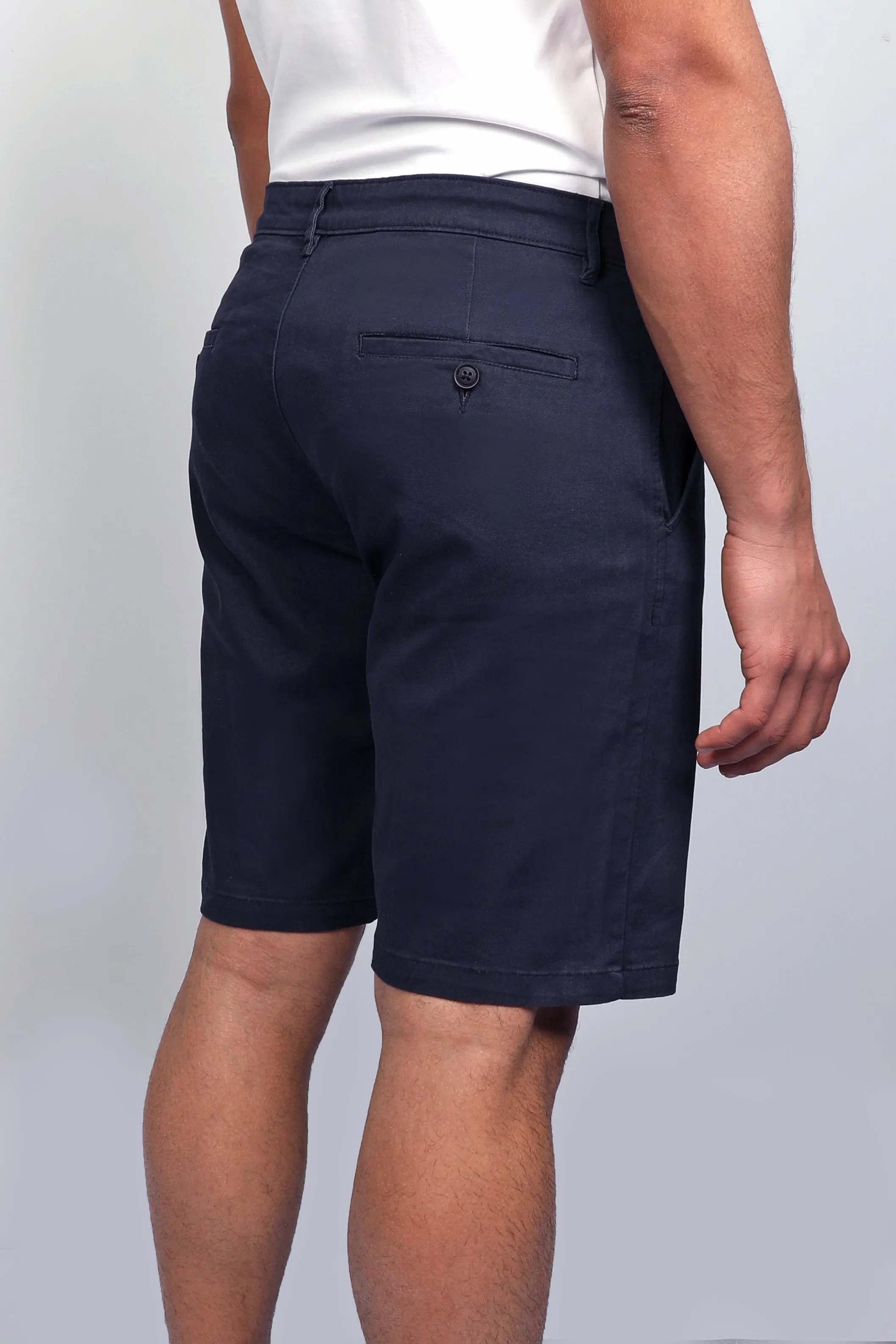 Navy Chino Short With Button To Close