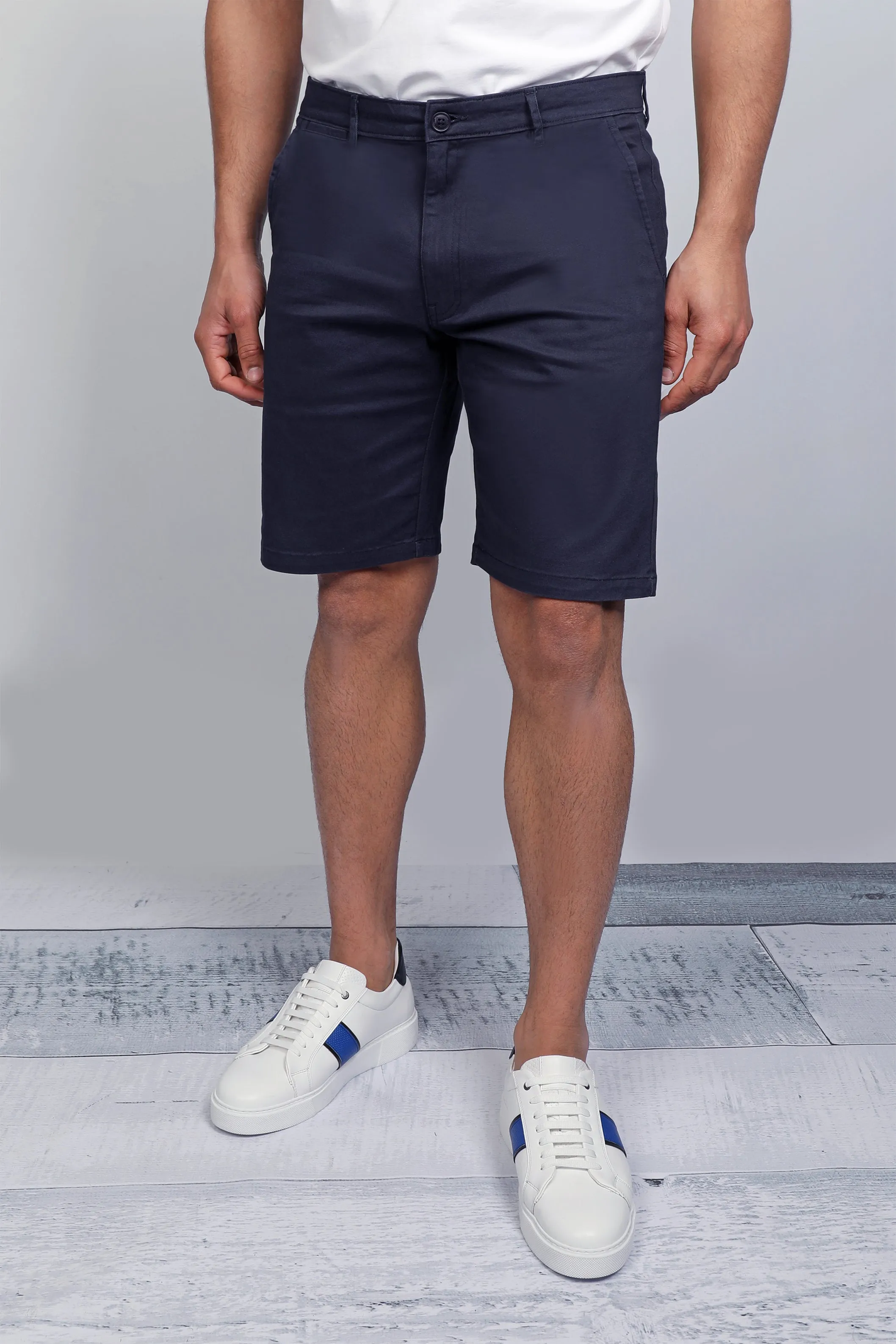 Navy Chino Short With Button To Close