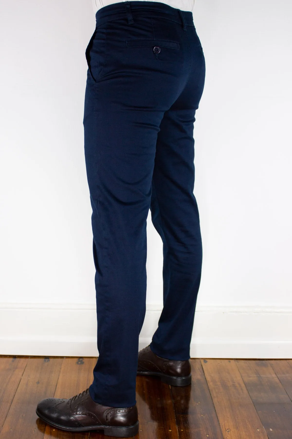 Navy Cotton Stretch Chino