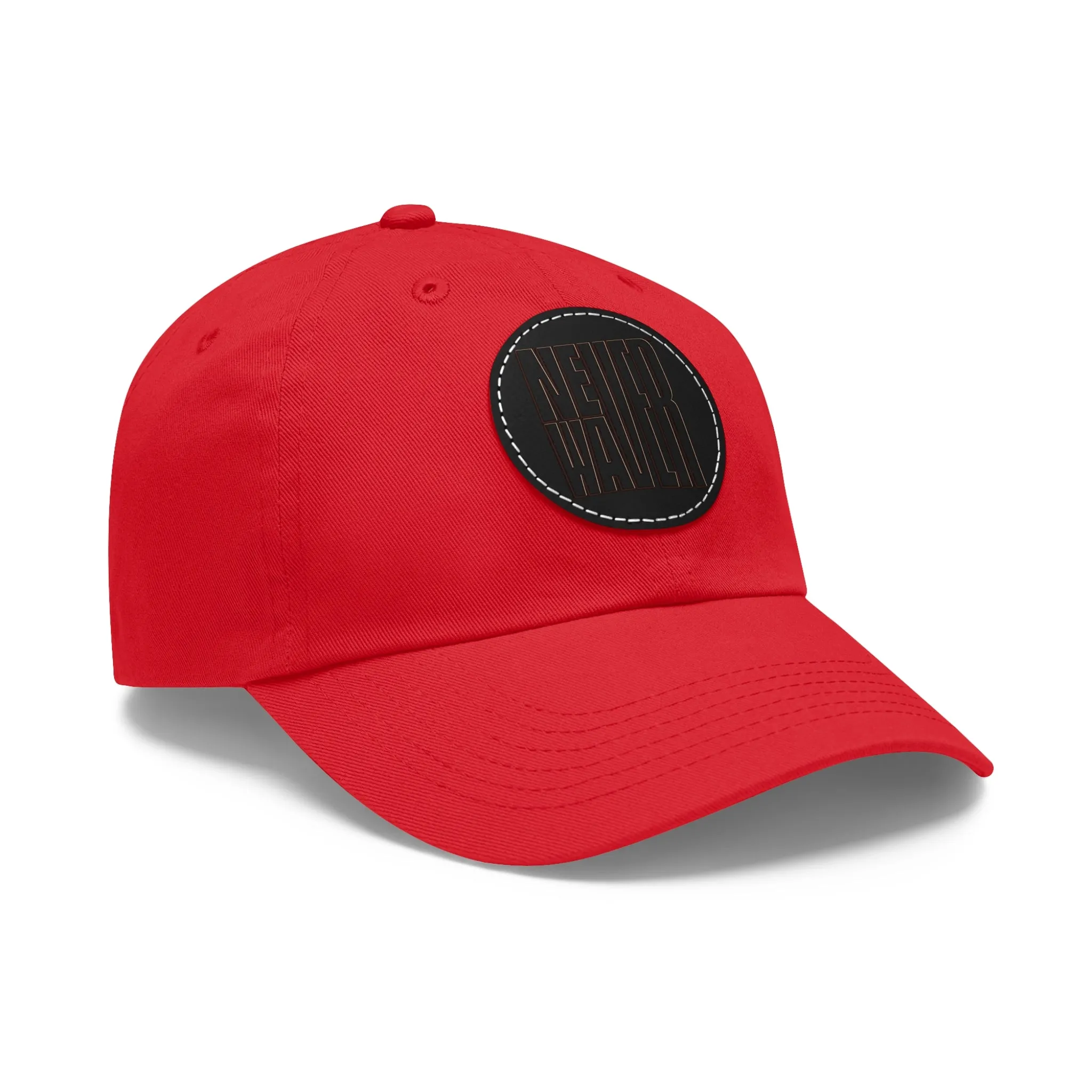 Never Waver Dad Hat with Leather Patch (Round)