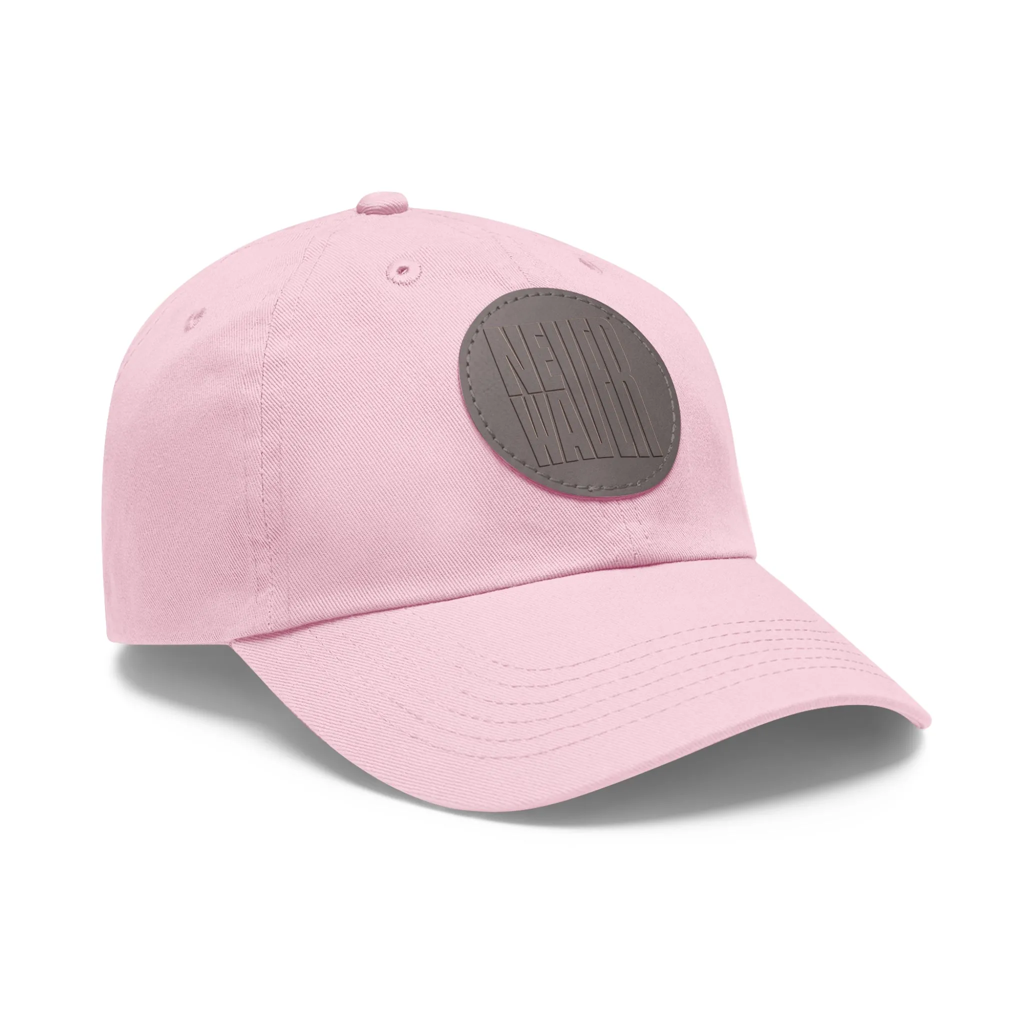 Never Waver Dad Hat with Leather Patch (Round)