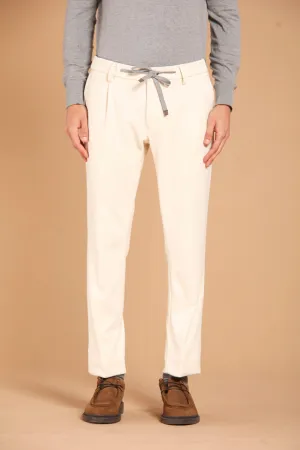 New York Golf 1Pinces pantalone chino jogger uomo in jersey effetto lana