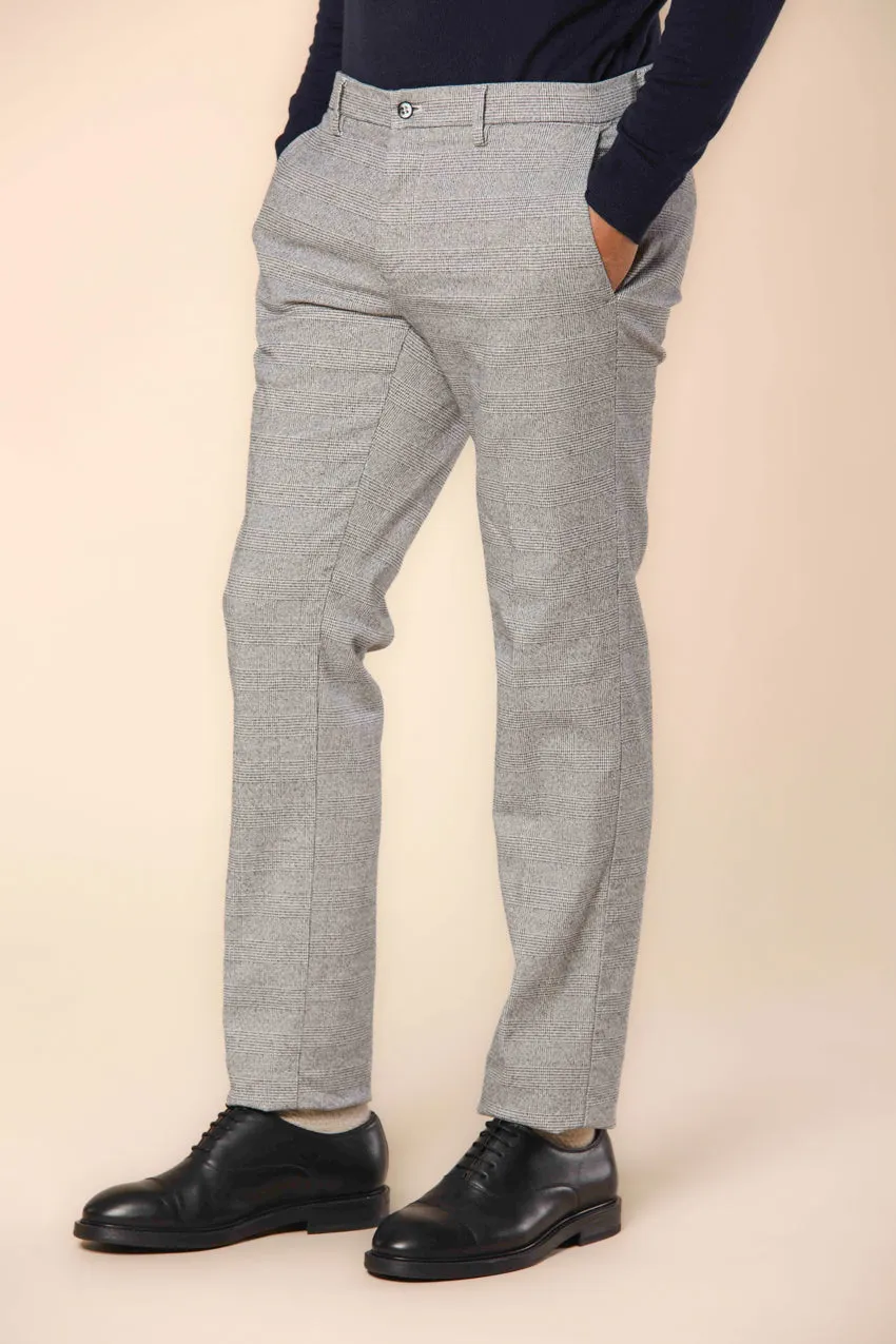 New York pantalone chino uomo in cotone modal stretch con fantasia galles sfumato regular fit