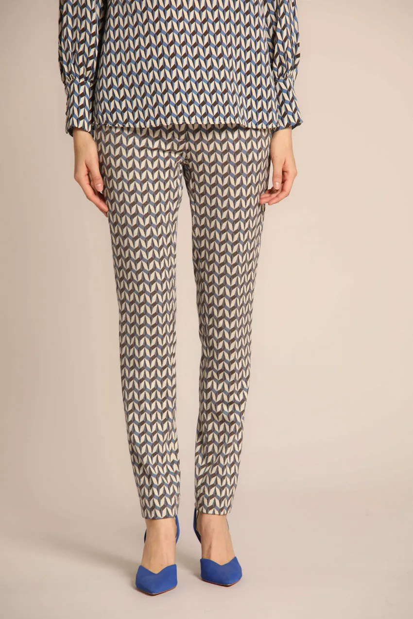 New York Slim pantalone chino donna in jersey con fantasia geometrica slim fit