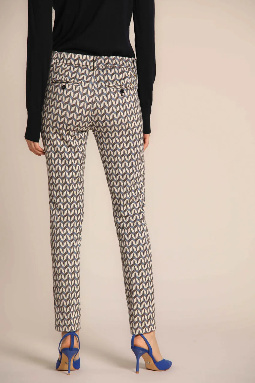 New York Slim pantalone chino donna in jersey con fantasia geometrica slim fit