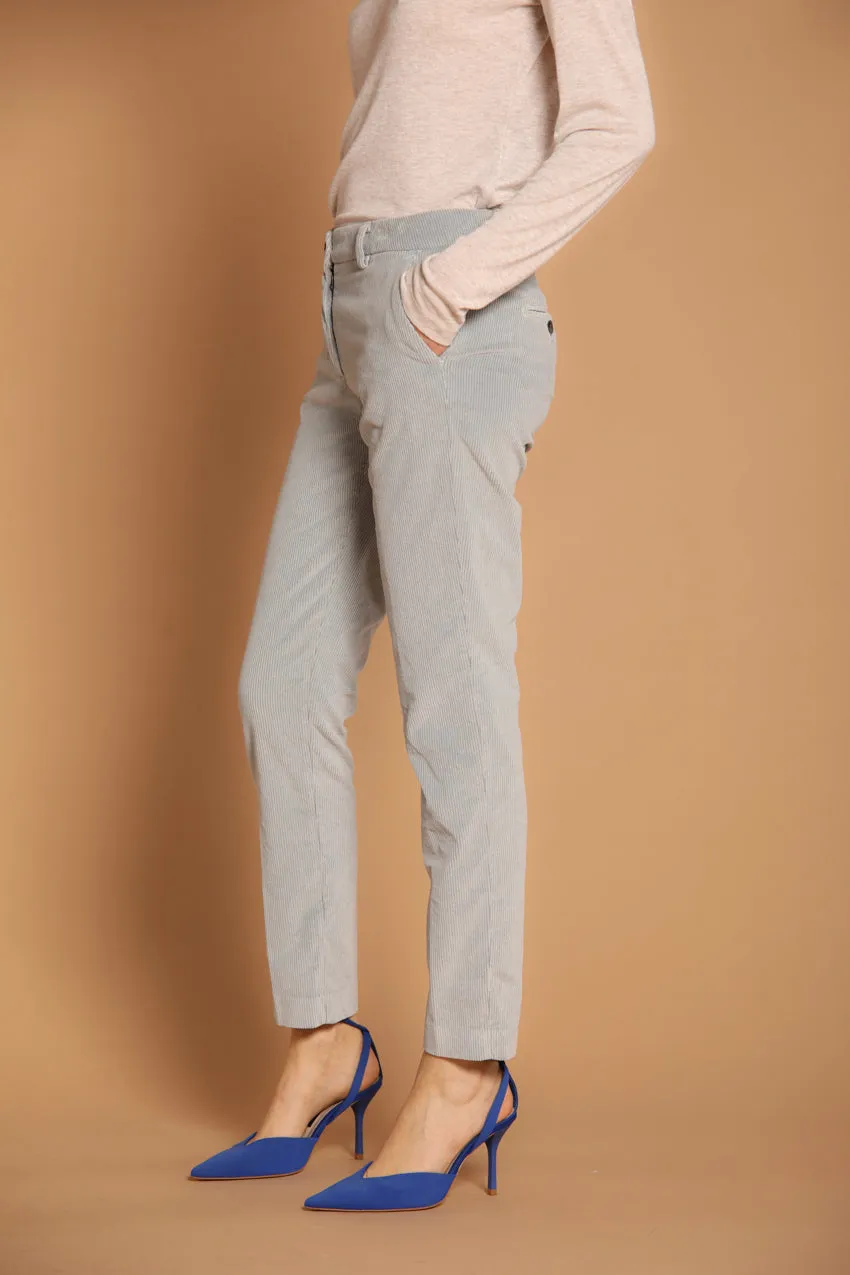 New York Slim pantalone chino donna in velluto a coste slim fit