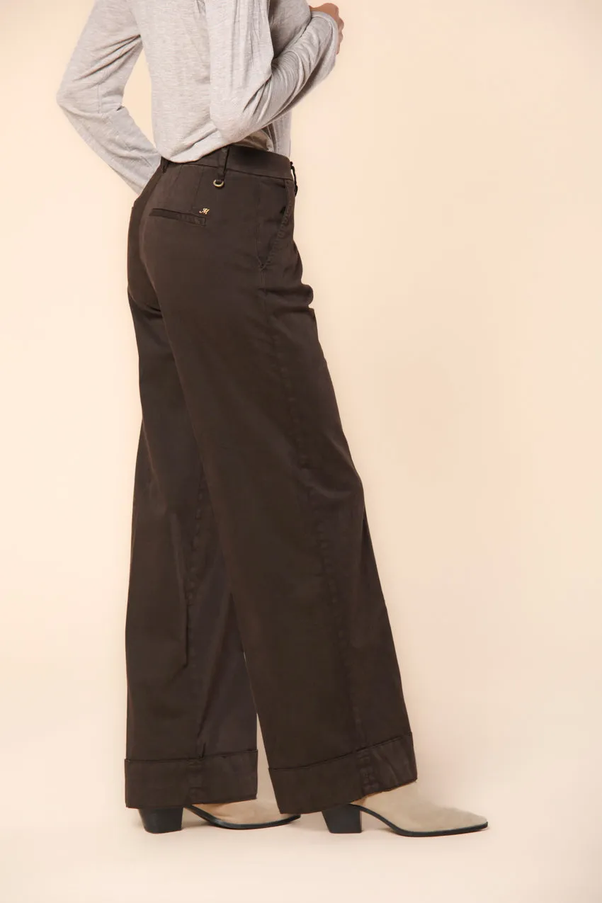 New York Studio pantalone chino donna in raso relaxed fit