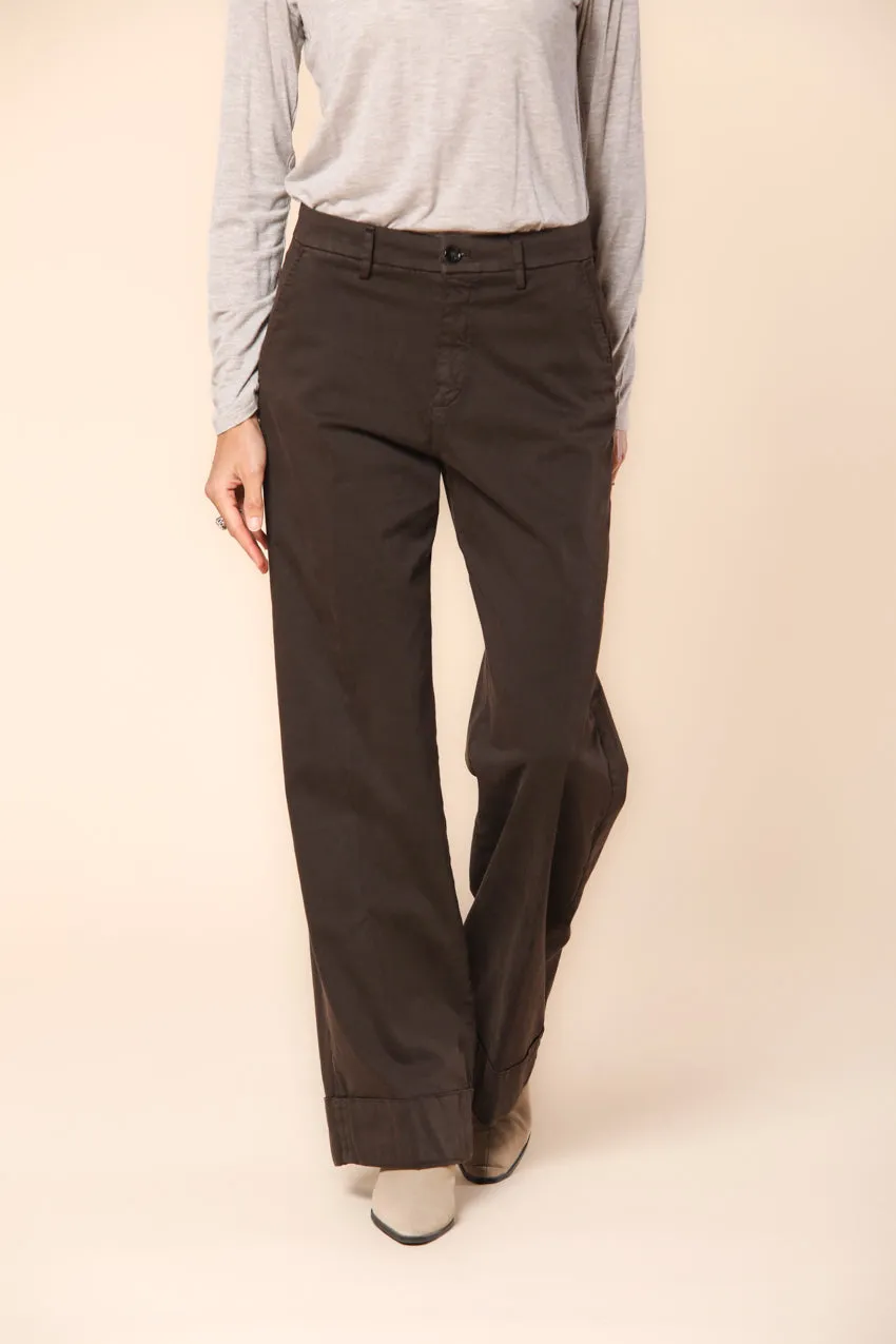 New York Studio pantalone chino donna in raso relaxed fit