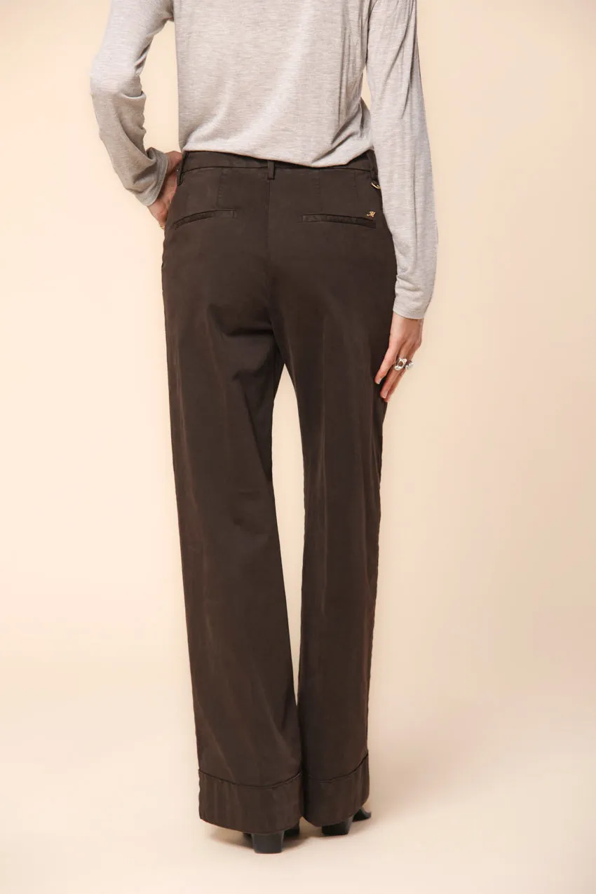 New York Studio pantalone chino donna in raso relaxed fit