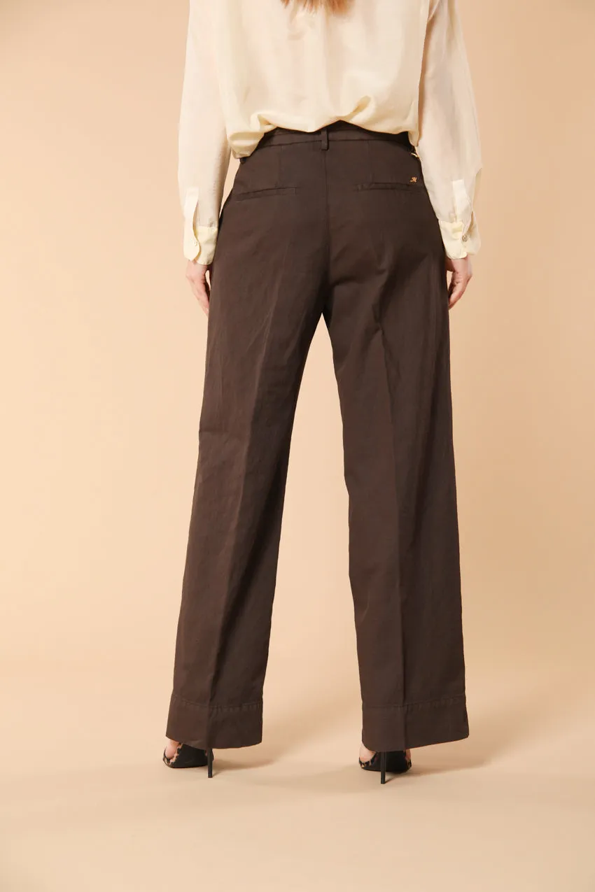 New York Studio pantalone chino donna in twill di cotone e lino relaxed fit