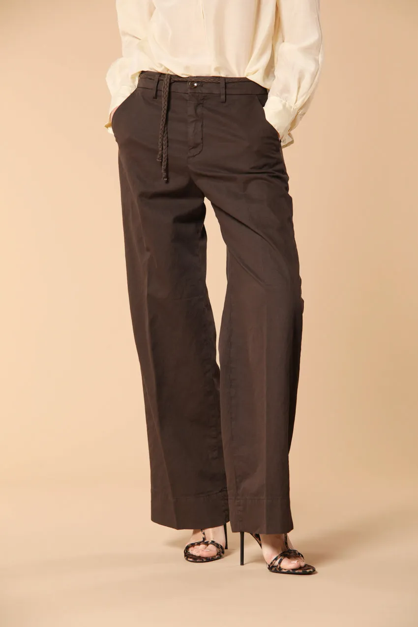 New York Studio pantalone chino donna in twill di cotone e lino relaxed fit