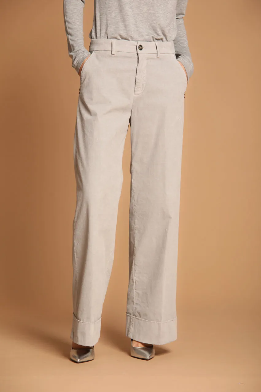 New York Studio pantalone chino donna in velluto 1000 righe relaxed fit