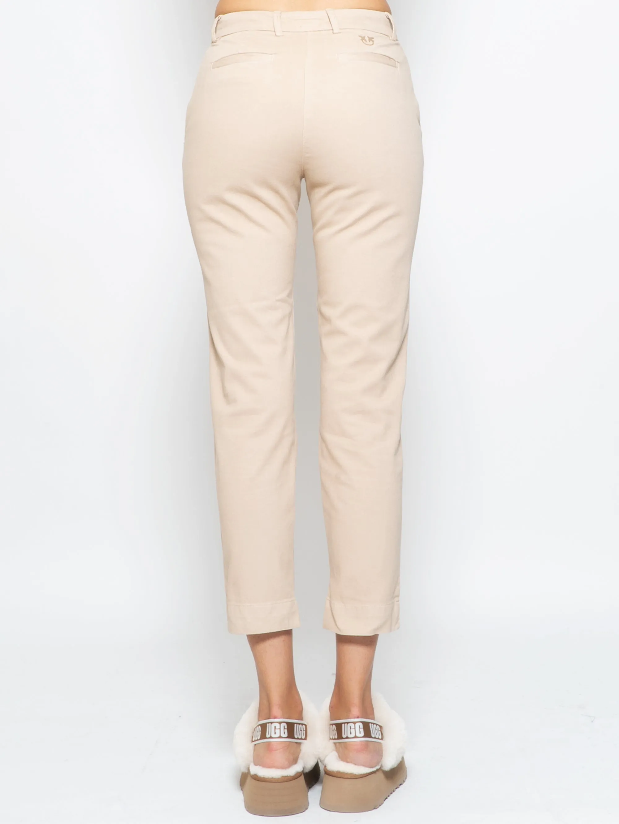 Pantalone Chino in Gabardina Stretch Beige