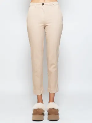 Pantalone Chino in Gabardina Stretch Beige