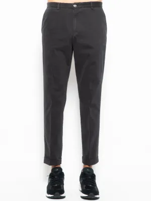 Pantaloni Chino con Elastico in Vita Antracite