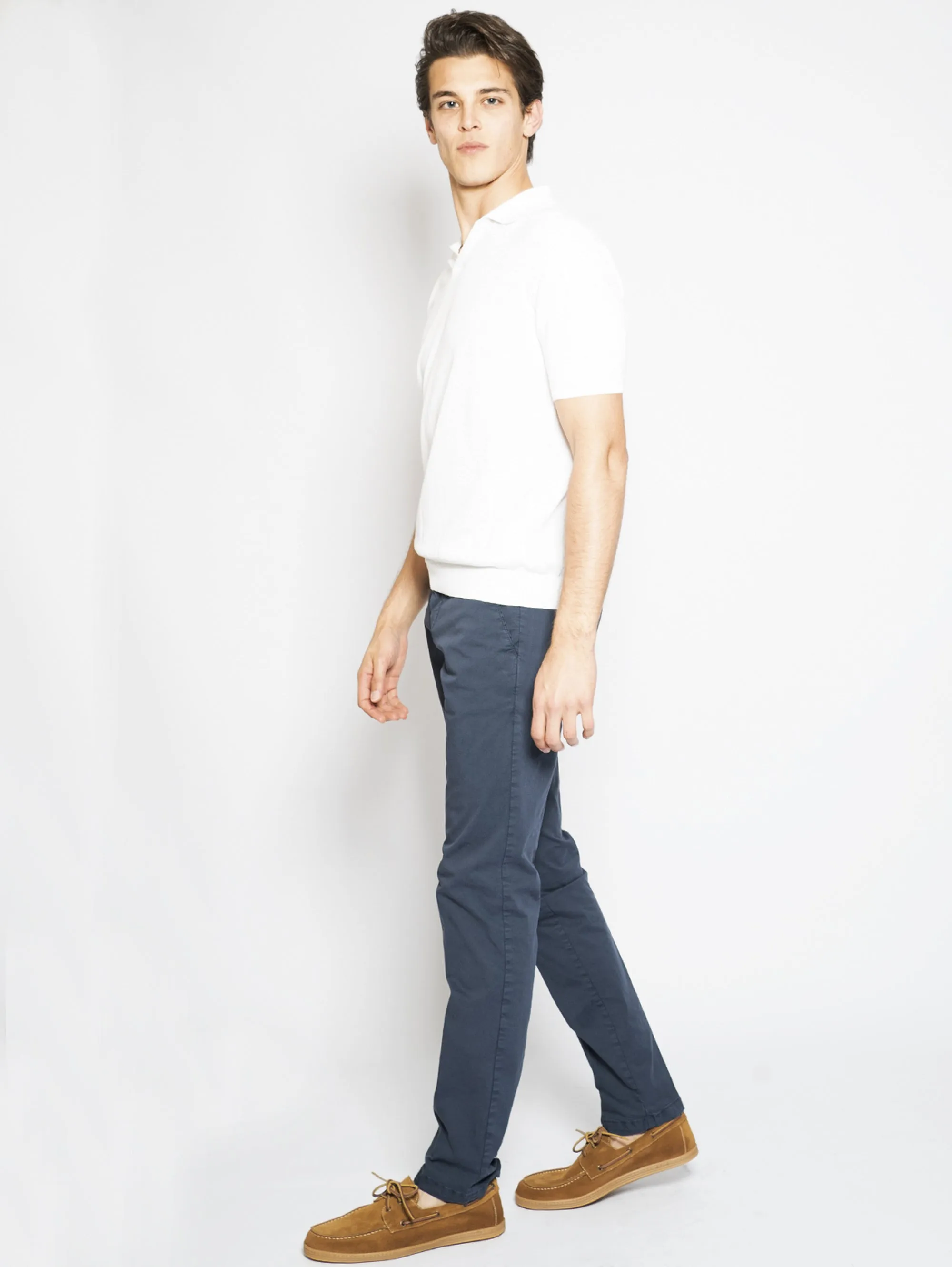 Pantaloni Chino in Gabardine Blu