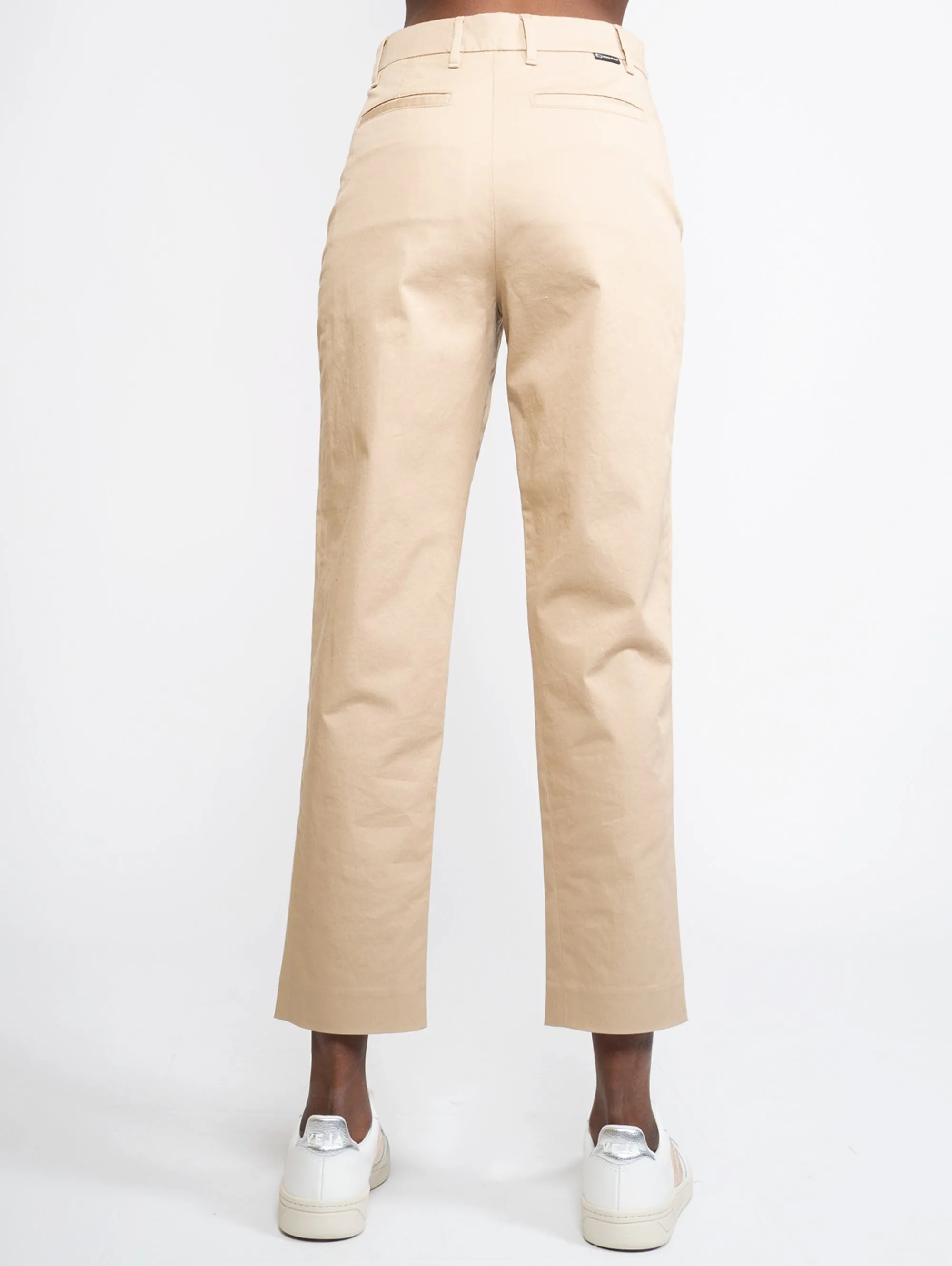 Pantaloni in Twill Elasticizzato Beige