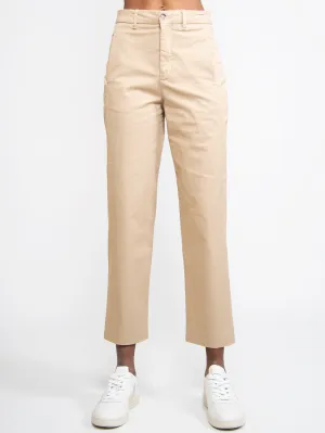 Pantaloni in Twill Elasticizzato Beige