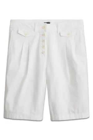 Pleated Button-Front Short In Chino