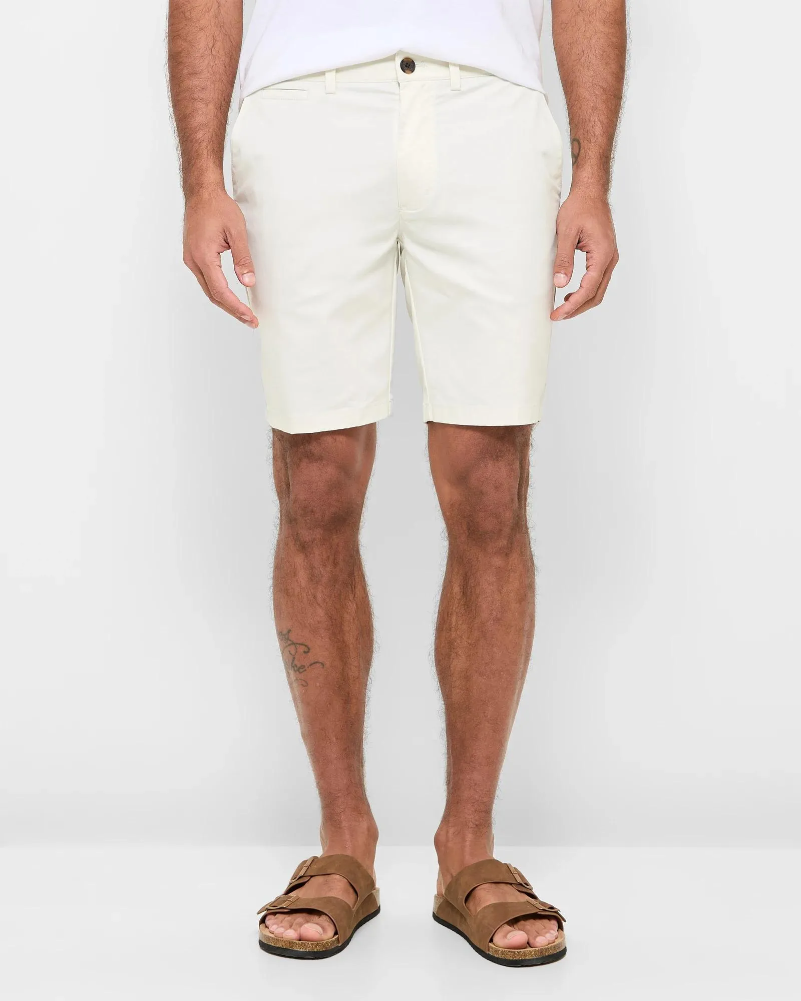 popular  Australian Cotton Slim Chino Shorts - Pale Stone