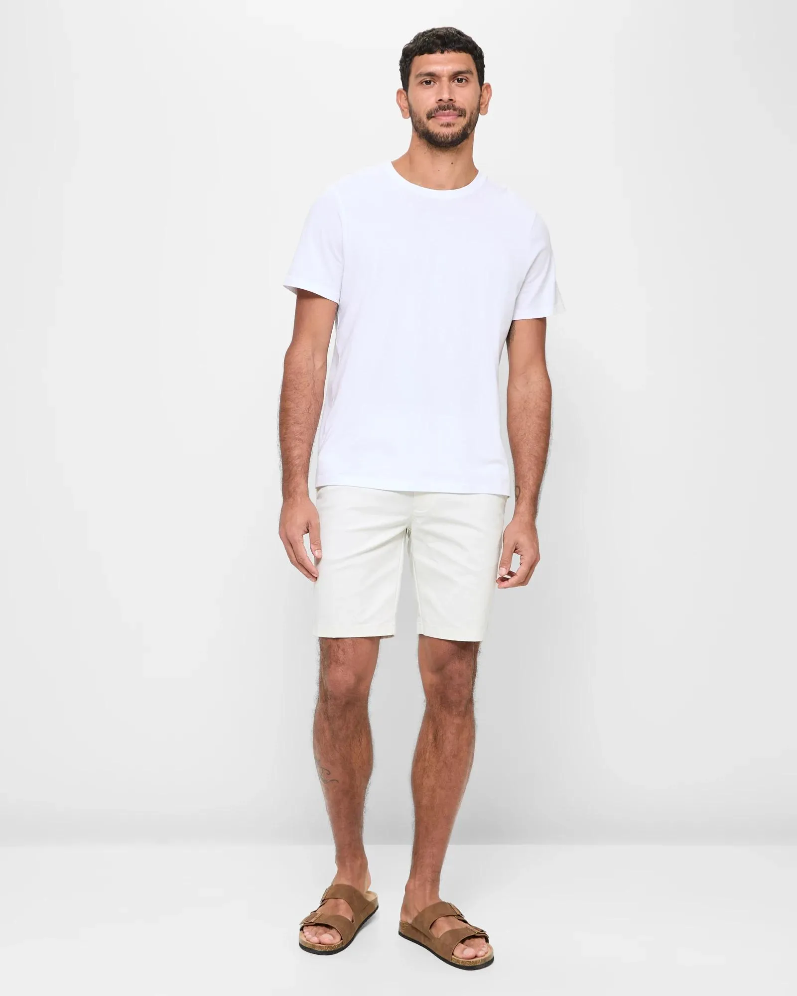 popular  Australian Cotton Slim Chino Shorts - Pale Stone