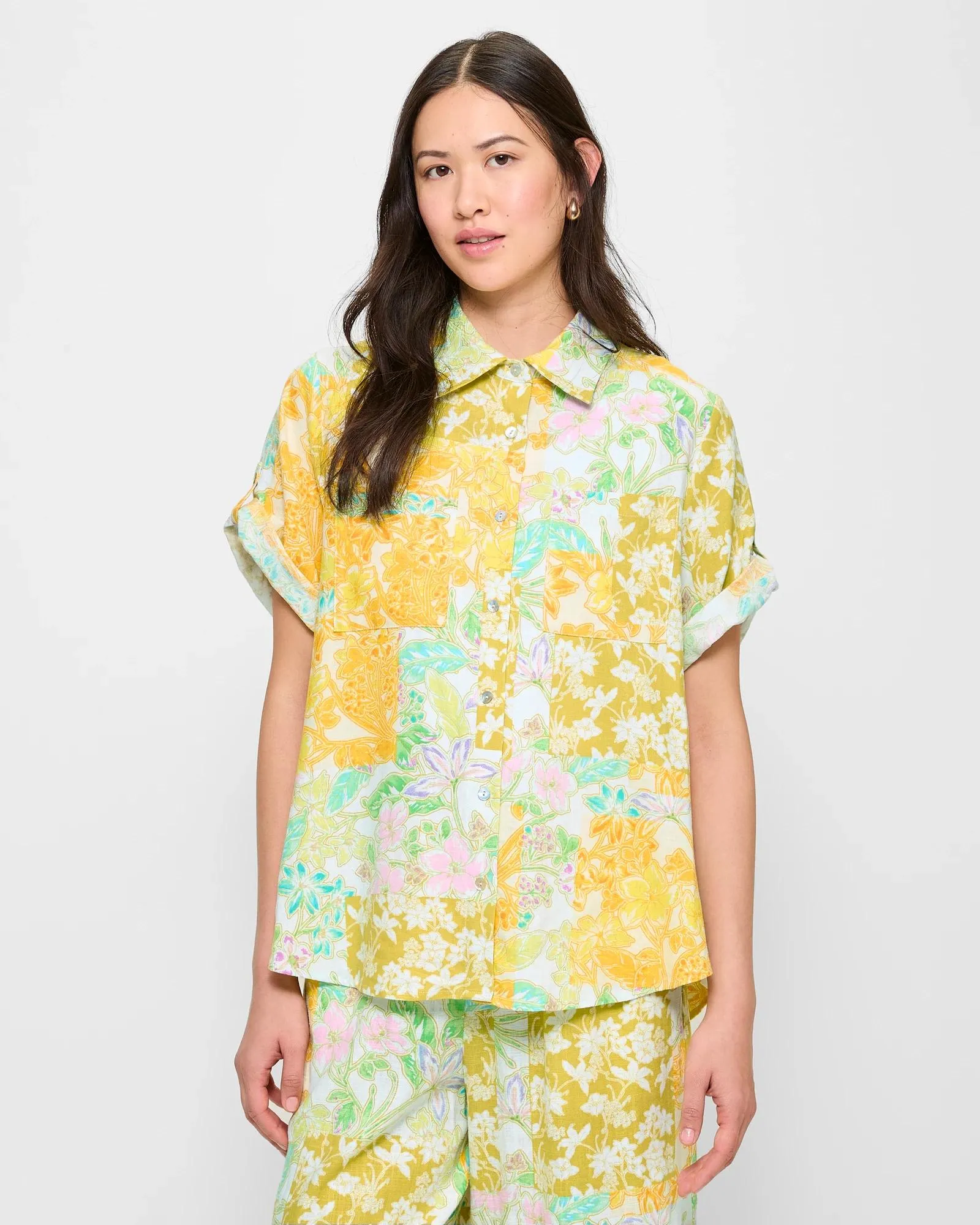 popular  Linen Blend Short Sleeve Resort Shirt