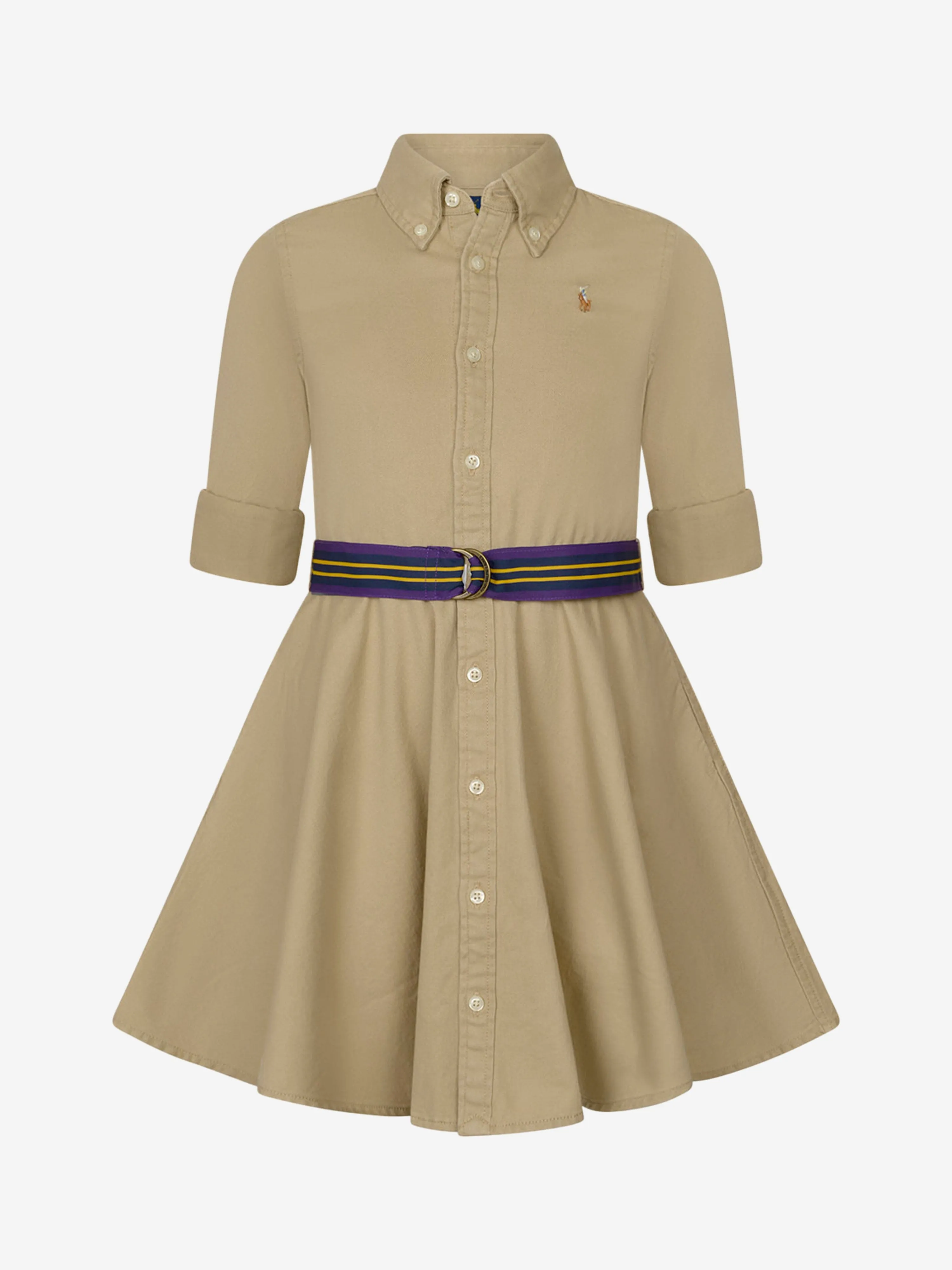 Ralph Lauren Girls Beige Cotton Chino Dress