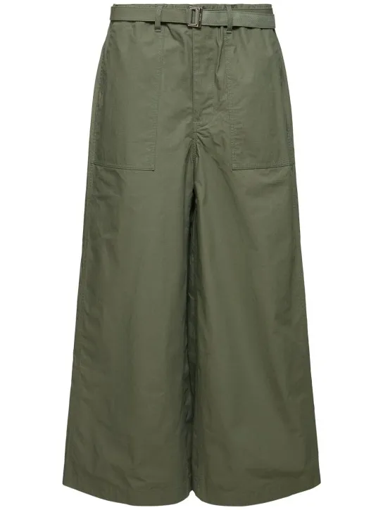 Sacai   Rip Stop cotton blend wide pants 