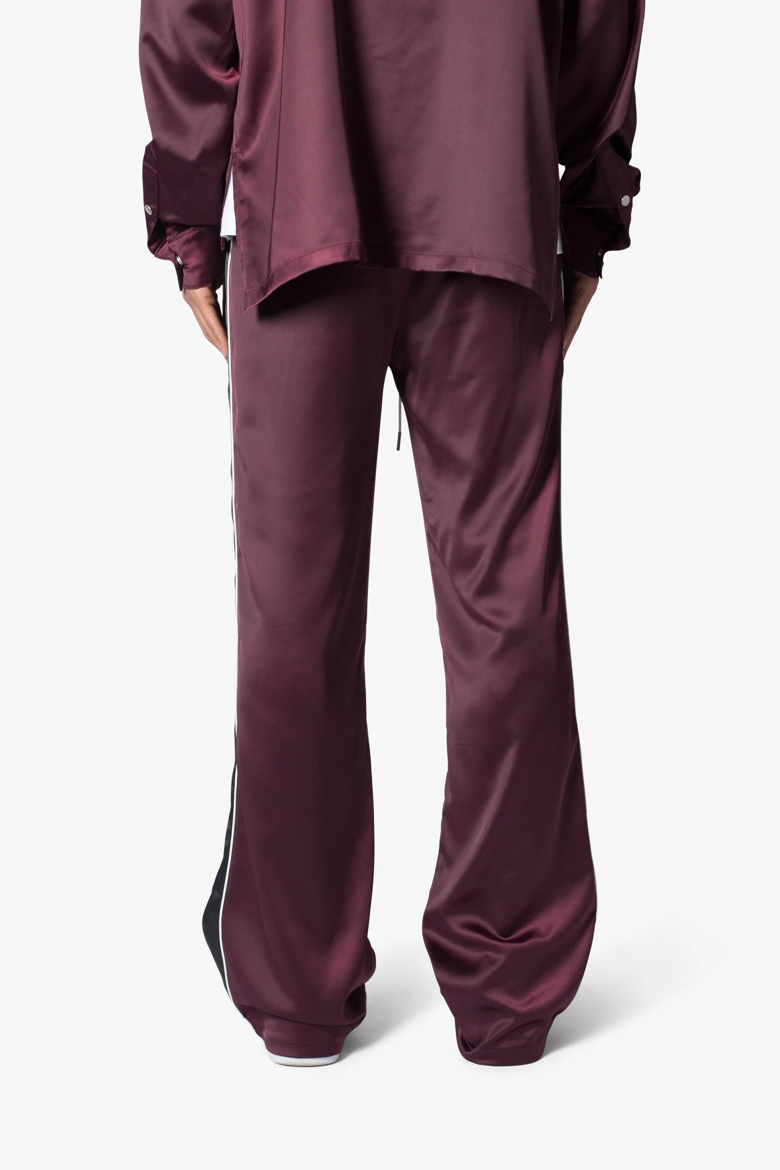 Satin Track Pants - Burgundy