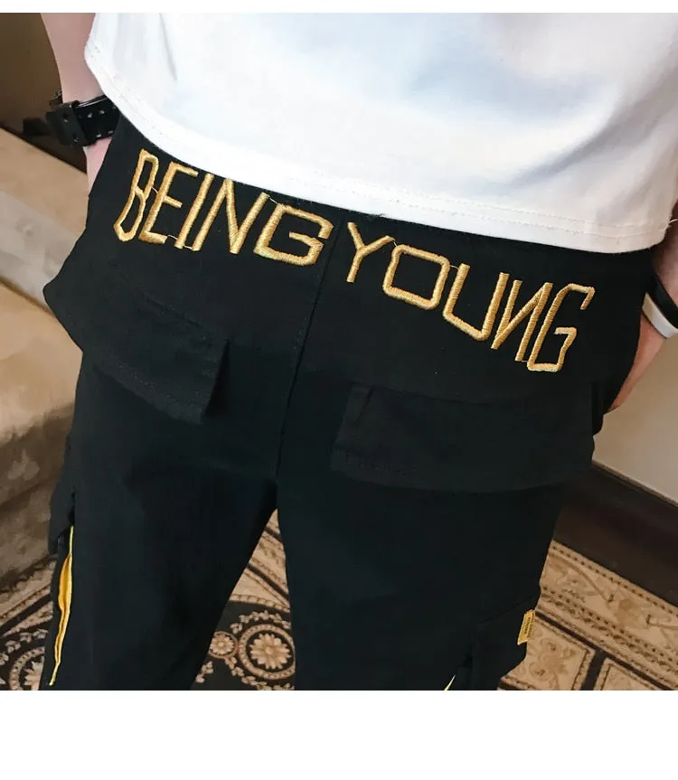 Side and Back Cargo Pockets Streetwear Style Men Casual Jogger Pants