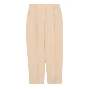 Sunspel Womens Pleated Chino Light Stone