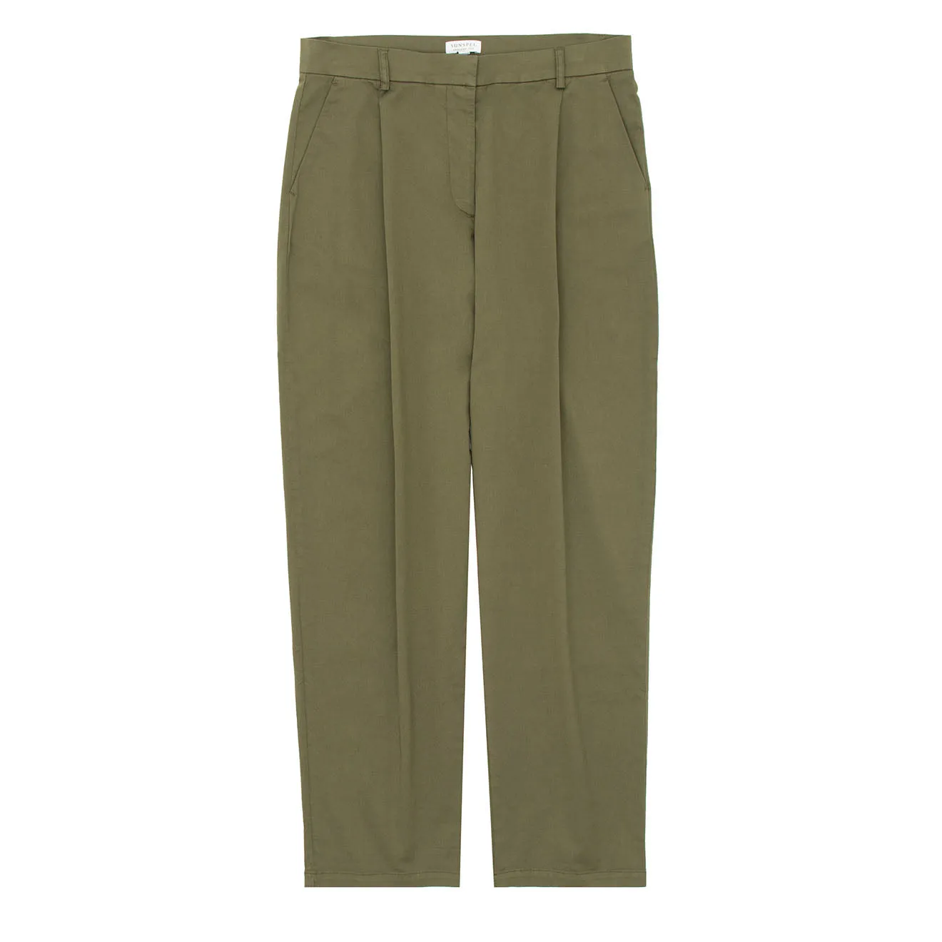 Sunspel Womens Pleated Chino Pale Khaki