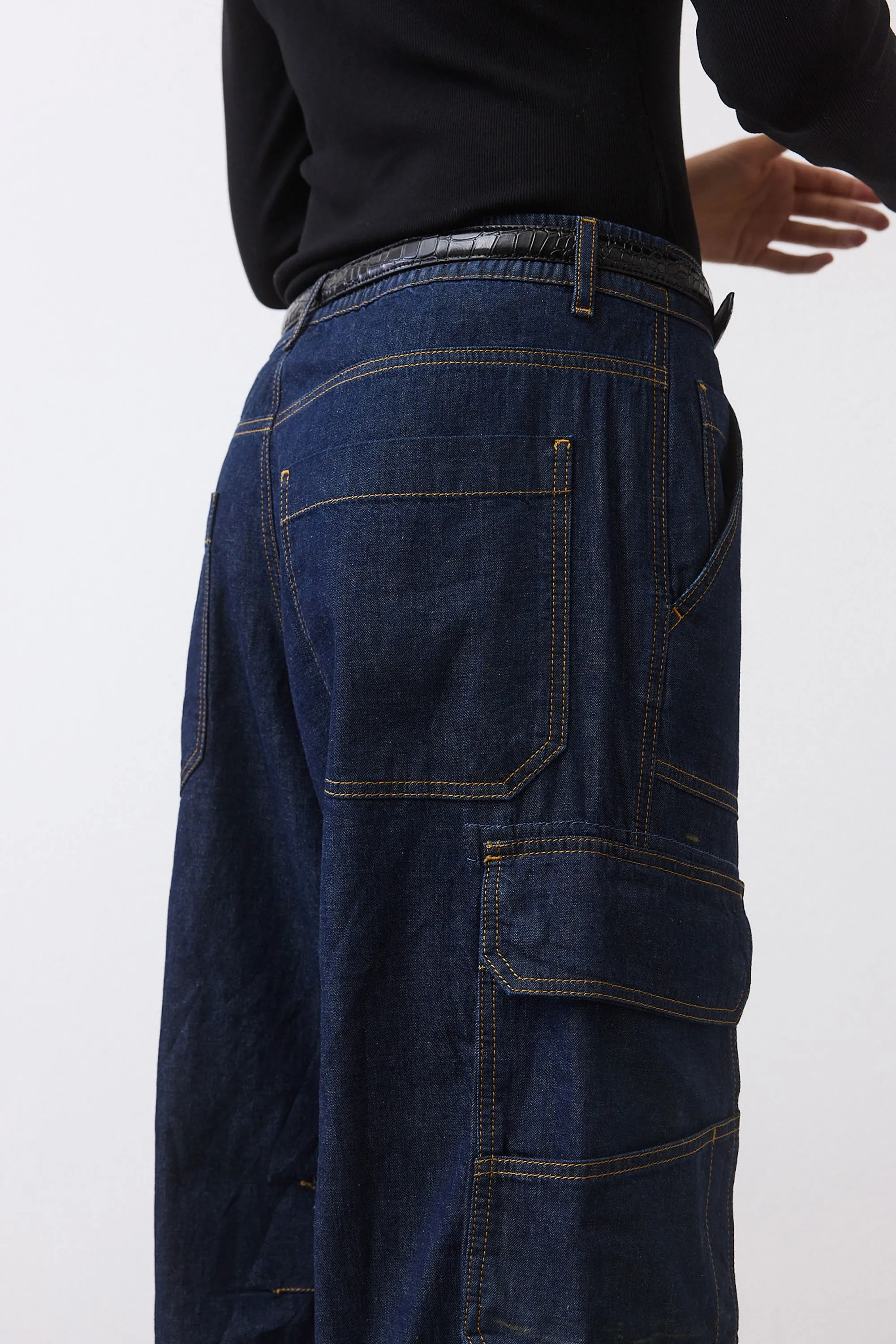 The Petite Off Duty Light Denim Cargo Pants