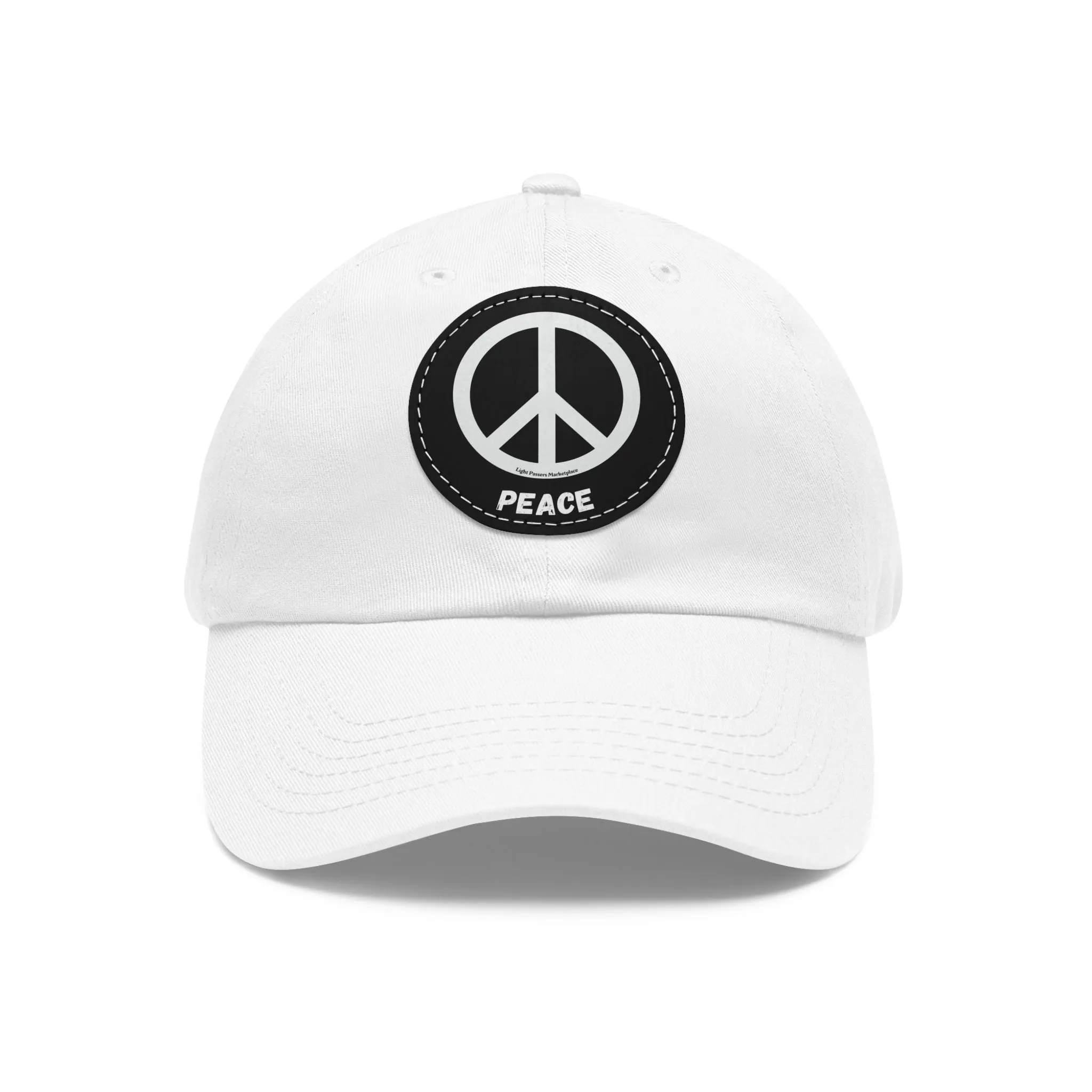 Unisex Hat with Leather Patch (Round) Peace Symbol black and white Cool Stuff Accessories