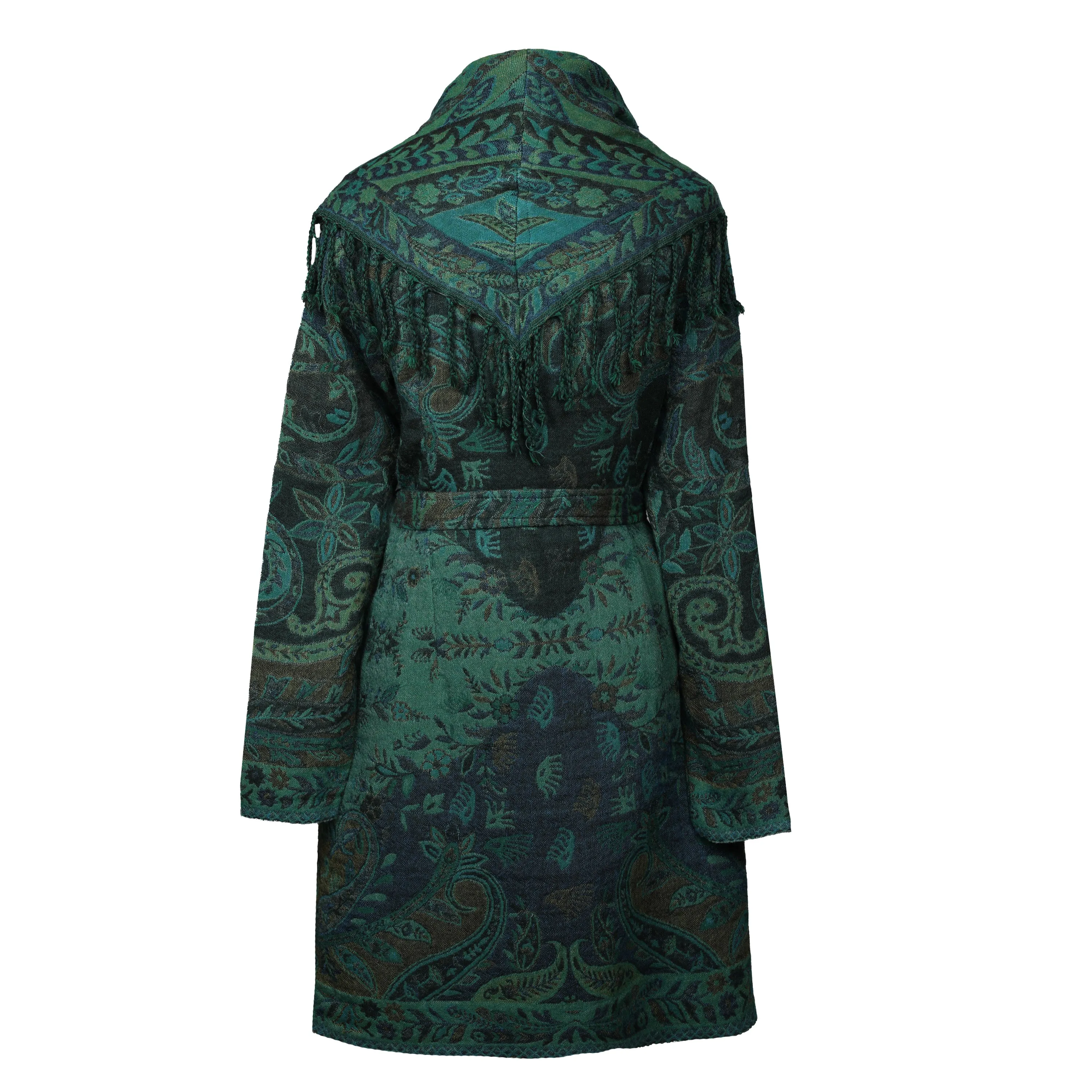 Verde Verdi Paisley Boiled Wool Belted Coat Store Credit