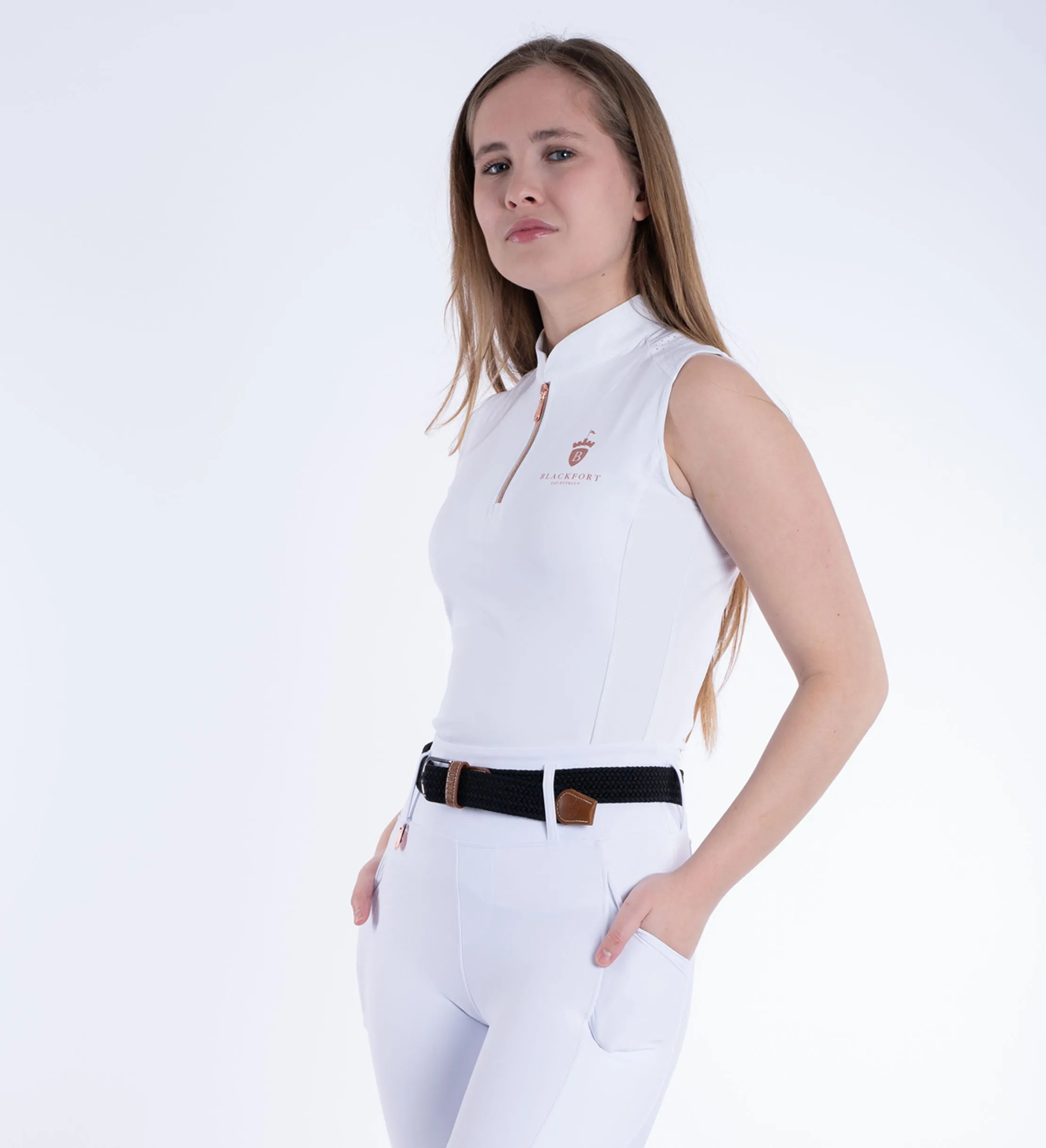 White and Rose Gold Sleeveless Show Shirt SS24