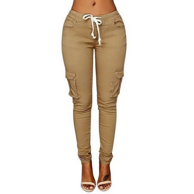 Women Pencil Slim Fit Cargo Pants