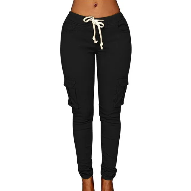 Women Pencil Slim Fit Cargo Pants